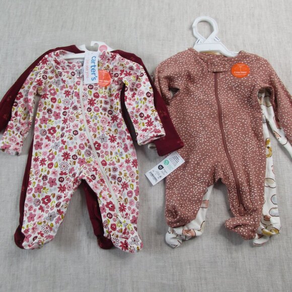 Lot of 4 Carter's Just One You One Piece Baby Girl's Newborn Multi Floral Zip Up - Picture 2 of 7